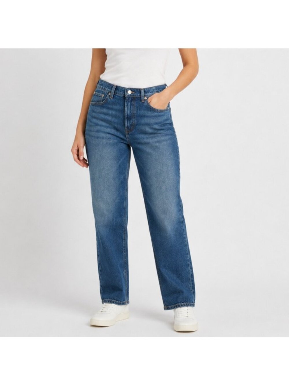 NEW Lucky Brand Boy Jeans Womens 8 29R Mid Rise Relaxed Straight Stretch - Picture 1 of 12